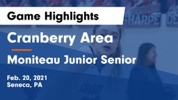 Cranberry Area  vs Moniteau Junior Senior  Game Highlights - Feb. 20, 2021