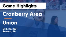 Cranberry Area  vs Union  Game Highlights - Dec. 20, 2021