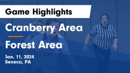 Cranberry Area  vs Forest Area Game Highlights - Jan. 11, 2024