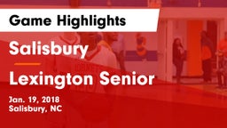 Salisbury  vs Lexington Senior  Game Highlights - Jan. 19, 2018