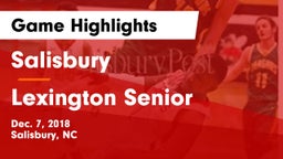 Salisbury  vs Lexington Senior  Game Highlights - Dec. 7, 2018