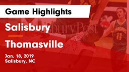 Salisbury  vs Thomasville  Game Highlights - Jan. 18, 2019