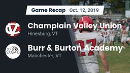Recap: Champlain Valley Union  vs. Burr & Burton Academy  2019