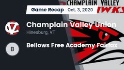 Recap: Champlain Valley Union  vs. Bellows Free Academy Fairfax 2020