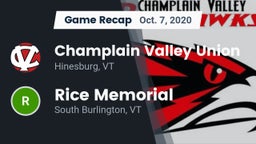 Recap: Champlain Valley Union  vs. Rice Memorial  2020
