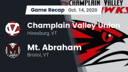 Recap: Champlain Valley Union  vs. Mt. Abraham  2020