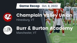 Recap: Champlain Valley Union  vs. Burr & Burton Academy  2022