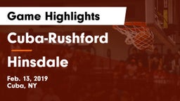 Cuba-Rushford  vs Hinsdale Game Highlights - Feb. 13, 2019