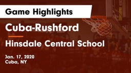 Cuba-Rushford  vs Hinsdale Central School Game Highlights - Jan. 17, 2020