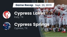 Recap: Cypress Lakes  vs. Cypress Springs  2019