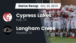 Recap: Cypress Lakes  vs. Langham Creek  2019