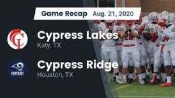 Recap: Cypress Lakes  vs. Cypress Ridge  2020
