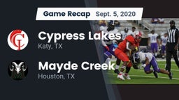 Recap: Cypress Lakes  vs. Mayde Creek  2020