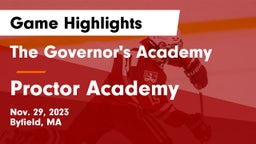 The Governor's Academy vs Proctor Academy  Game Highlights - Nov. 29, 2023