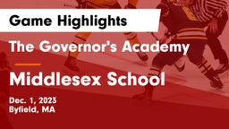 The Governor's Academy vs Middlesex School Game Highlights - Dec. 1, 2023