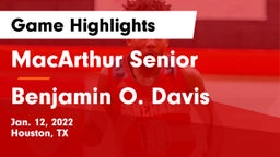 MacArthur Senior  vs Benjamin O. Davis  Game Highlights - Jan. 12, 2022