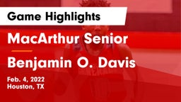 MacArthur Senior  vs Benjamin O. Davis  Game Highlights - Feb. 4, 2022