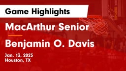 MacArthur Senior  vs Benjamin O. Davis  Game Highlights - Jan. 13, 2023