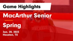MacArthur Senior  vs Spring  Game Highlights - Jan. 28, 2023