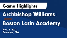 Archbishop Williams  vs Boston Latin Academy Game Highlights - Nov. 4, 2021