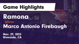 Ramona  vs Marco Antonio Firebaugh  Game Highlights - Nov. 29, 2023