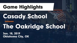 Casady School vs The Oakridge School Game Highlights - Jan. 18, 2019