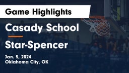 Casady School vs Star-Spencer  Game Highlights - Jan. 5, 2024
