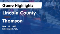 Lincoln County  vs Thomson  Game Highlights - Dec. 15, 2020