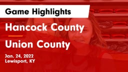 Hancock County  vs Union County  Game Highlights - Jan. 24, 2022