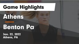 Athens  vs Benton Pa Game Highlights - Jan. 22, 2022