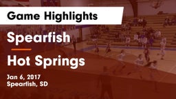 Spearfish  vs Hot Springs  Game Highlights - Jan 6, 2017