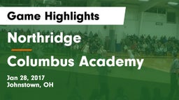 Northridge  vs Columbus Academy  Game Highlights - Jan 28, 2017
