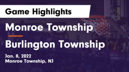 Monroe Township  vs Burlington Township  Game Highlights - Jan. 8, 2022