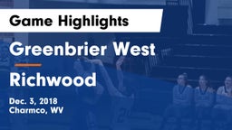 Greenbrier West  vs Richwood Game Highlights - Dec. 3, 2018