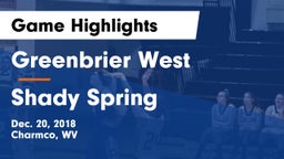 Greenbrier West  vs Shady Spring  Game Highlights - Dec. 20, 2018