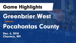 Greenbrier West  vs Pocahontas County Game Highlights - Dec. 6, 2018