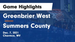 Greenbrier West  vs Summers County Game Highlights - Dec. 7, 2021
