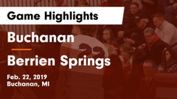 Buchanan  vs Berrien Springs  Game Highlights - Feb. 22, 2019