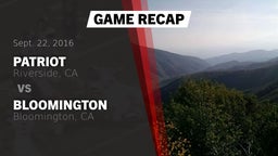 Recap: Patriot  vs. Bloomington  2016