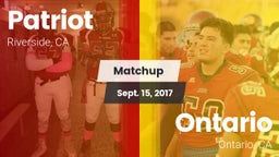 Matchup: Patriot  vs. Ontario  2017