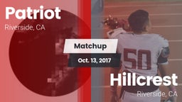 Matchup: Patriot  vs. Hillcrest  2017