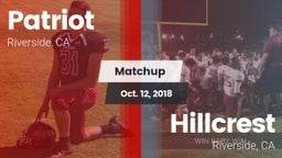 Matchup: Patriot  vs. Hillcrest  2018