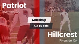 Matchup: Patriot  vs. Hillcrest  2019