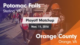 Matchup: Potomac Falls High S vs. Orange County  2016