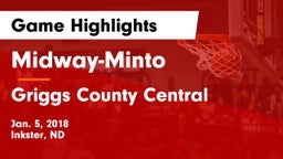 Midway-Minto  vs Griggs County Central  Game Highlights - Jan. 5, 2018