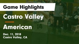 Castro Valley  vs American  Game Highlights - Dec. 11, 2018