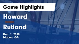 Howard  vs Rutland  Game Highlights - Dec. 1, 2018