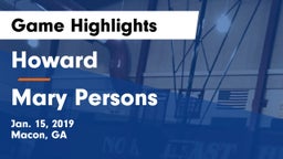 Howard  vs Mary Persons  Game Highlights - Jan. 15, 2019