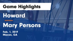 Howard  vs Mary Persons  Game Highlights - Feb. 1, 2019