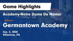Academy-Notre Dame De Namur  vs Germantown Academy Game Highlights - Jan. 3, 2020